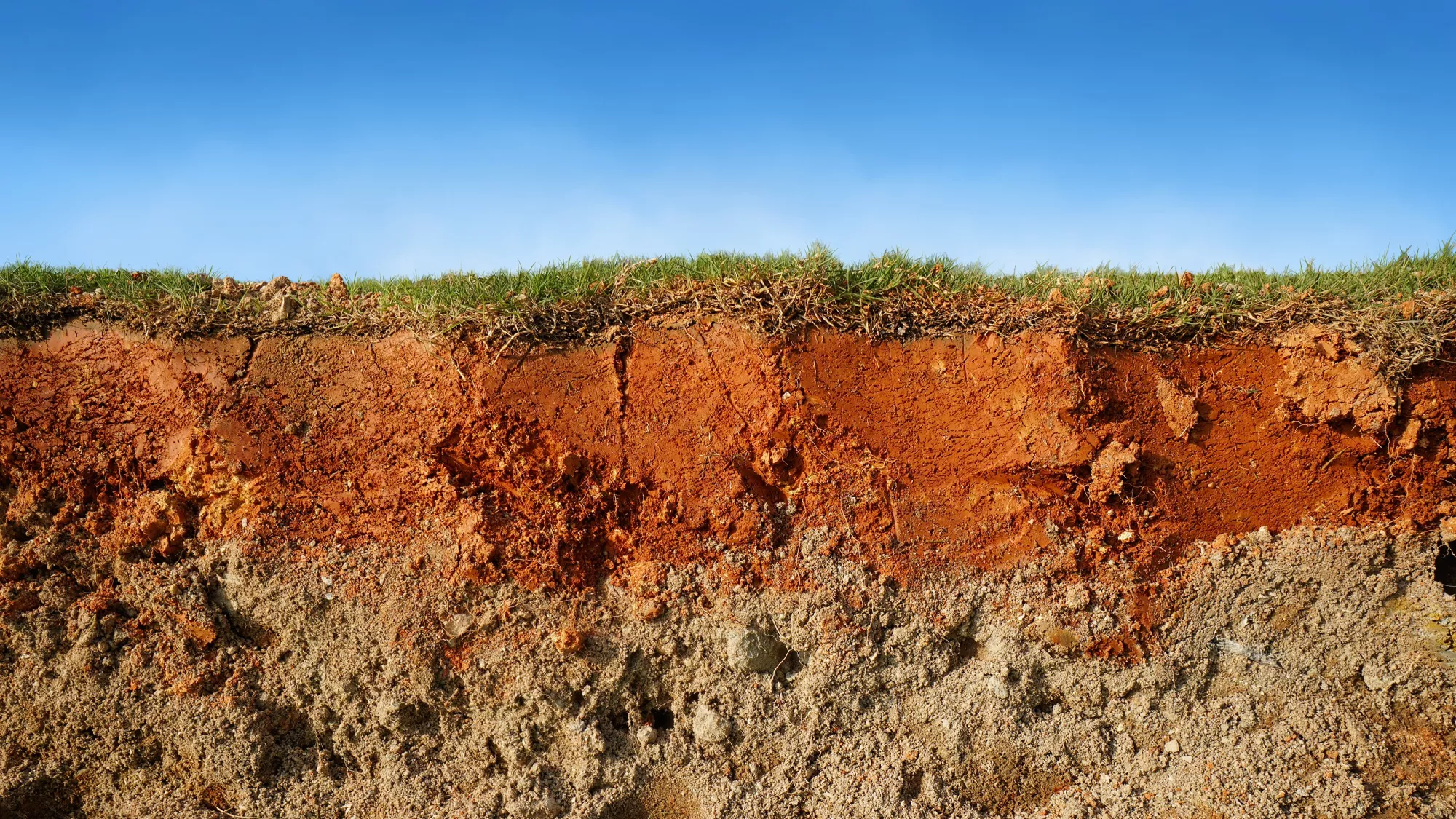 Vue d'une coupe du sol pour mettre en valeur la géothermie de surface et les géostructures. 